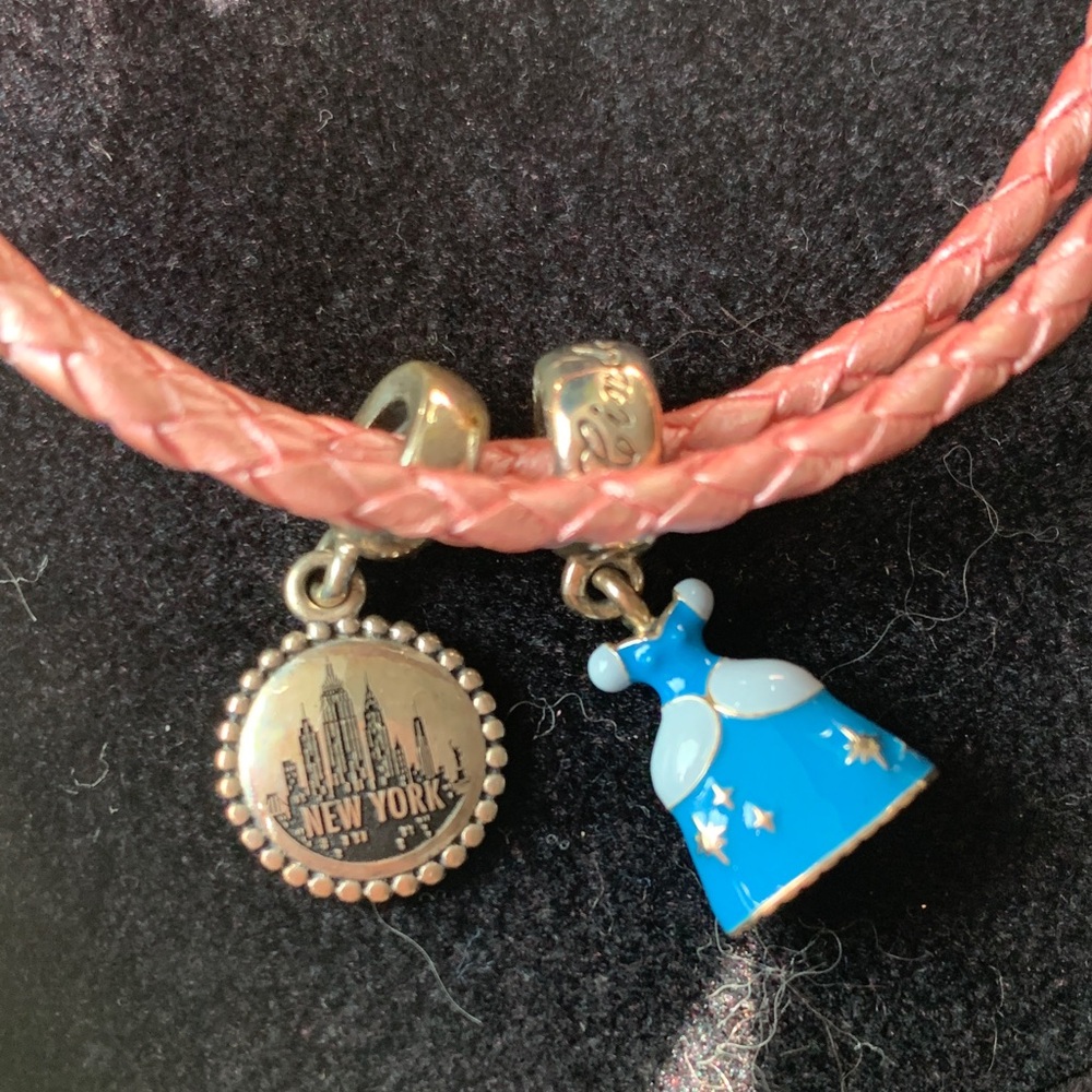 Pandora Pink Braided Bracelet with Blue Charm - Picture 3 of 3